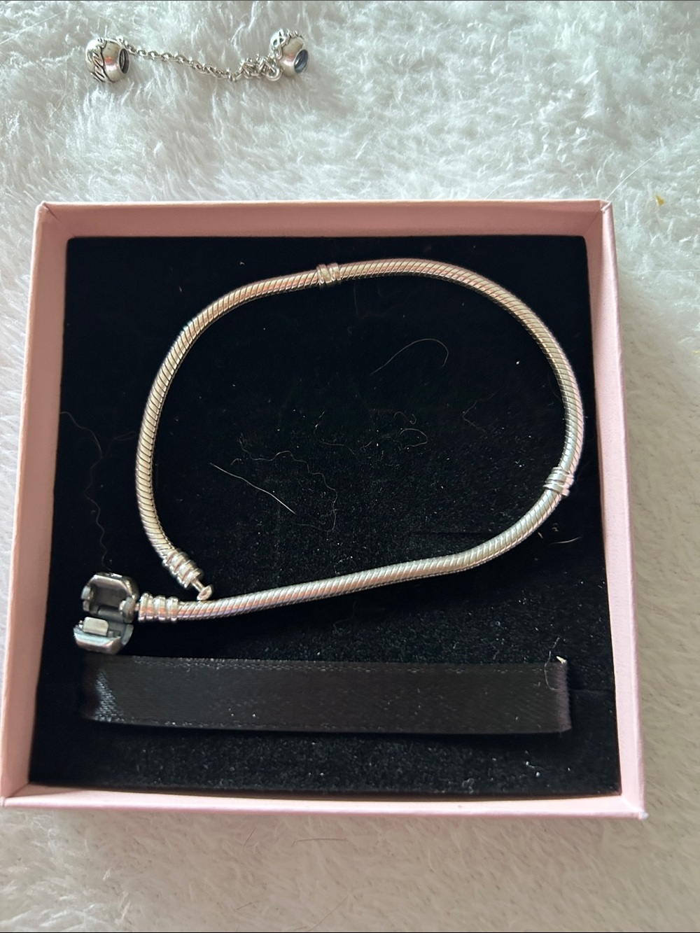 Sterling Silver Snake Chain Charm Bracelet - Silver